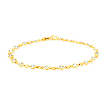 Fancy Cubic Zirconia 19cm Bracelet in 9ct Yellow Gold