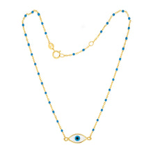 Load image into Gallery viewer, 9ct Yellow Gold Mother Of Pearl And Blue Bead 27cm Anklet