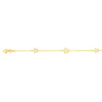 9ct Yellow Gold Mother Of Pearl Star 19cm Bracelet