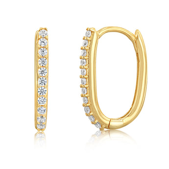 Cubic Zirconia On Square Hoop Earrings in 9ct Yellow Gold
