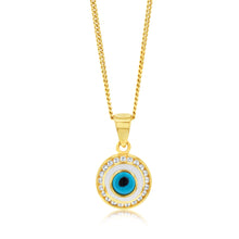 Load image into Gallery viewer, 9ct Yellow Gold Cubic Zirconia Evil Eye Pendant