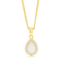 Load image into Gallery viewer, 9ct Yellow Gold Cubic Zirconia Opal Pear Pendant