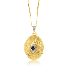 Load image into Gallery viewer, 9ct Yellow Gold Oval Black Sapphire And Diamond Locket