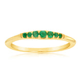 9ct Yellow Gold Graduating Natural Emerald Ring