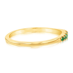 9ct Yellow Gold Graduating Natural Emerald Ring