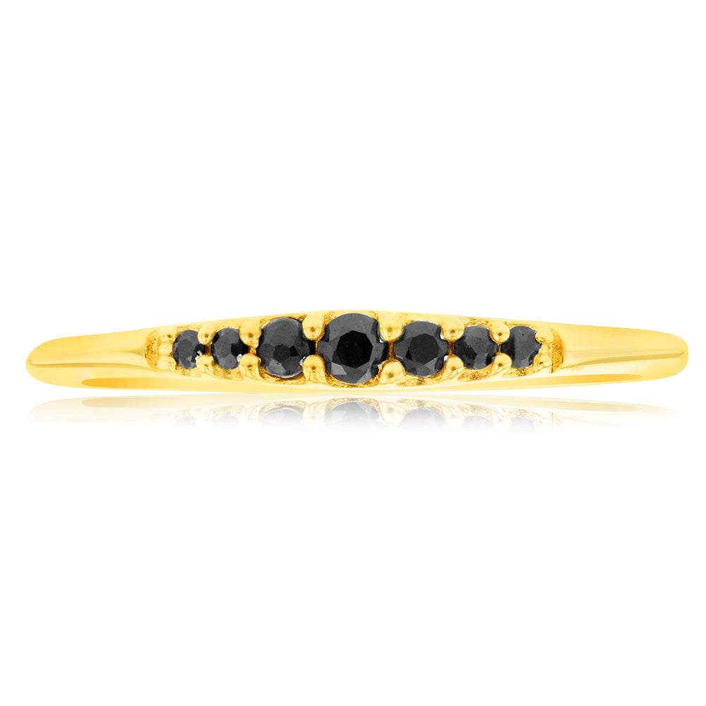 9ct Yellow Gold Graduating Natural Sapphire Ring