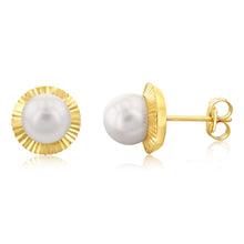 Load image into Gallery viewer, 9ct Yellow Gold 9mm Pearl Stud Earrings