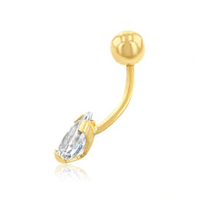 Load image into Gallery viewer, 9ct Yellow Gold 8X5mm Pear Shaped Belly Bar