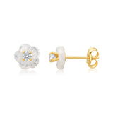 9ct Yellow Gold 6mm Mother Of Pearl Stud Earrings