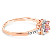 Load image into Gallery viewer, 9ct Rose Gold Created Morganite And Diamond Cushion Ring