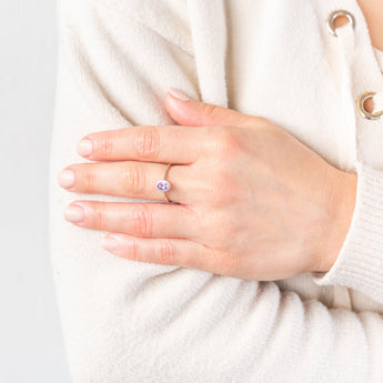 9ct White Gold Created Oval Alexandrite & Diamond Halo Ring