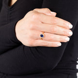 9ct Yellow Gold Created Oval Sapphire & Diamond Halo Ring