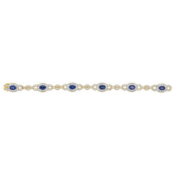 9ct Yellow Gold Diamond And Created Sapphire 19cm Bracelet