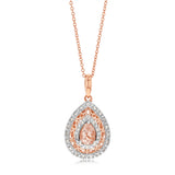 9ct Rose Gold Diamond And Oval Morganite  Pendant