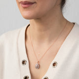 9ct Rose Gold Diamond And Oval Morganite  Pendant
