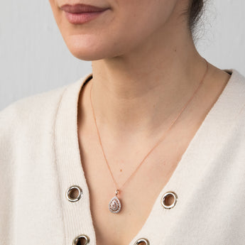 9ct Rose Gold Diamond And Oval Morganite  Pendant
