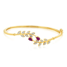 Load image into Gallery viewer, 9ct Yellow Gold Diamond And Created Ruby Bangle