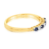 9ct Yellow Gold Diamond And Created Round Sapphire Ring
