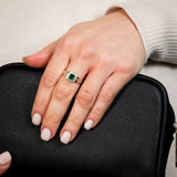 9ct Yellow Gold Created  Emerald And Diamond Ring