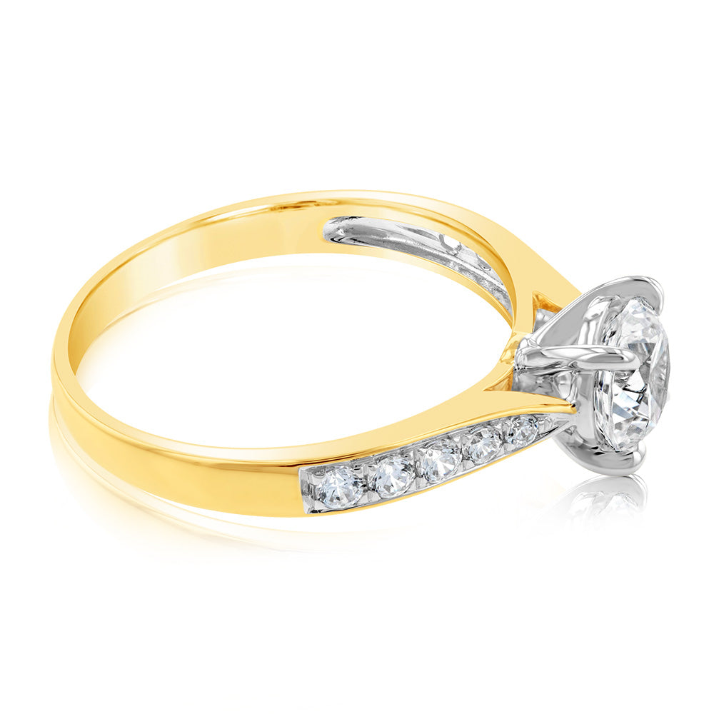 9ct Yellow Gold White Cubic Zirconia Ring