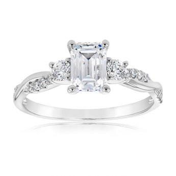 9ct White Gold Fancy Cubic Zirconia Ring