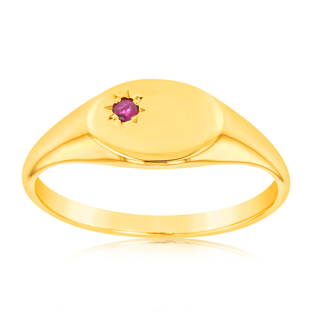 9ct Yellow Gold 1.75mm Natural Ruby Ring