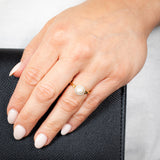 Sterling Silver 14ct Gold Plated Freshwater Pearl And Zirconia Ring