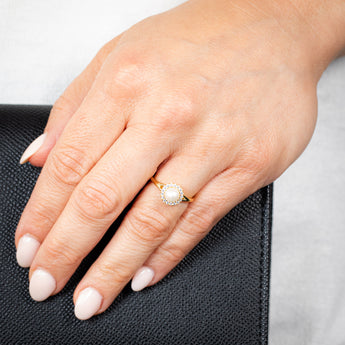 Sterling Silver 14ct Gold Plated Freshwater Pearl And Zirconia Ring