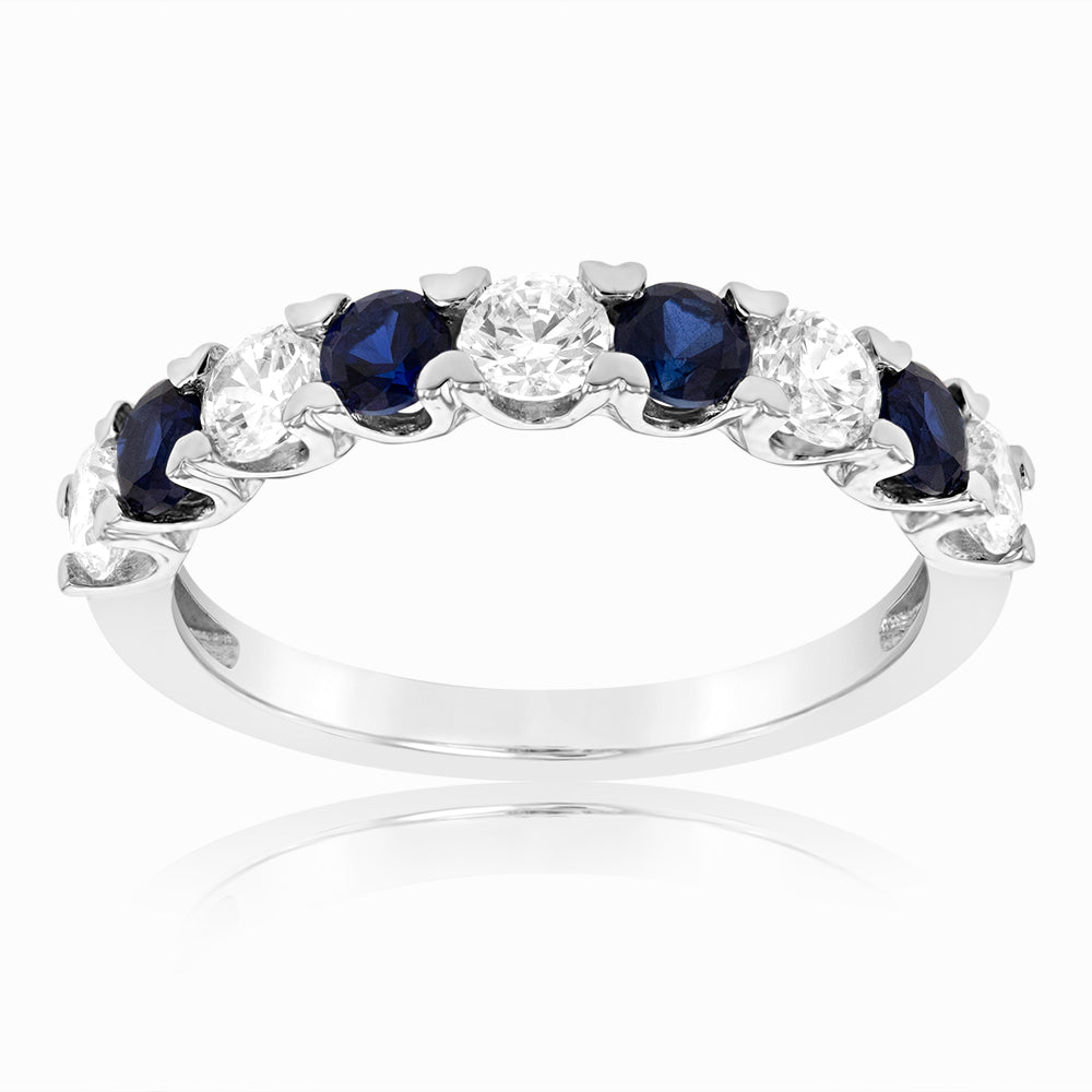 9ct White Gold Cubic Zirconia And Created Sapphire Ring Grahams Jewellers
