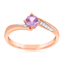 Load image into Gallery viewer, 9ct Rose Gold Diamond And Created Pink Sapphire Ring