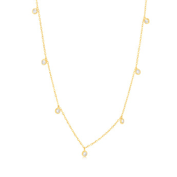 9ct Yellow Gold 2mm Zirconia Charm On 45cm Chain