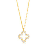 9ct Yellow Gold Zirconia Open Flower Pendant On Chain