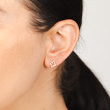 9ct Yellow Gold Zirconia Open Flower Stud Earrings