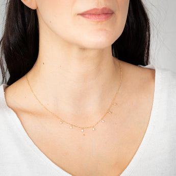 9ct Yellow Gold 2.5mm Zirconia Charm On 45cm Chain