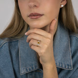 3.60 Carat Natural White Opal & 0.30 Carat Diamond Ring in 18ct Yellow Gold