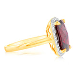 9ct Yellow Gold Created Ruby And Diamond Ring