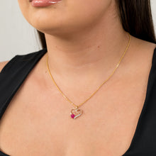 Load image into Gallery viewer, 9ct Yellow Gold Created Round Ruby Mum Heart Pendant