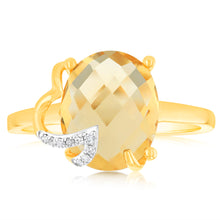 Load image into Gallery viewer, 9ct Yellow Gold Natural Citrine And Diamond Ring