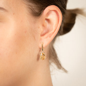 9ct Yellow Gold Natural Citrine And Diamond Drop Earrings