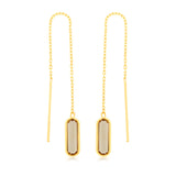 9ct Yellow Gold  Natural Quartz Threader Drop Earrings