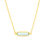 9ct Yellow Gold Natural Blue Topaz Pendant On Chain