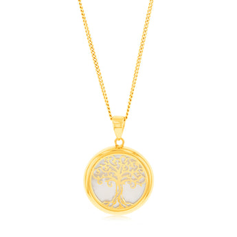 9ct Yellow Gold Tree Of Life Mother Of Pearl Pendant