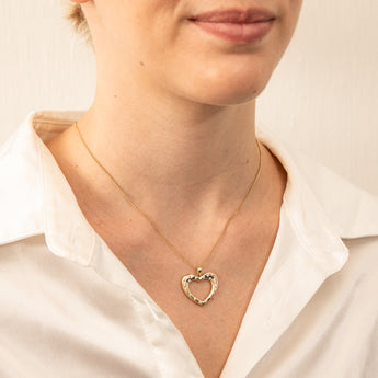 9ct Yellow Gold Zirconia Open Heart Pendant