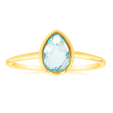 Load image into Gallery viewer, 9ct Yellow Gold Natural Blue Topaz Ring