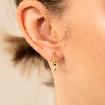 9ct Yellow Gold Green Zirconia Open 3/4th Hoop Earrings