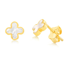Load image into Gallery viewer, 9ct Yellow Gold Mother Of Pearl Petal Stud Earrings