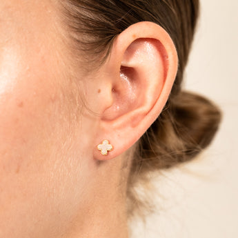 9ct Yellow Gold Mother Of Pearl Petal Stud Earrings