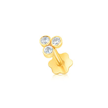 Load image into Gallery viewer, 9ct Yellow Gold Three Zirconia Labret Stud Earring (Single only)