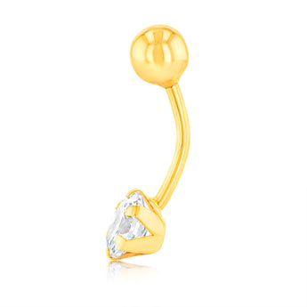 Cubic Zirconia Belly Bar in 9ct Yellow Gold