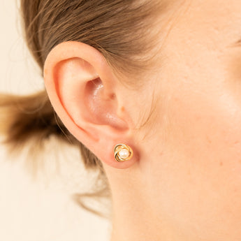 9ct Yellow Gold 4mm Fresh Water Pearl Knot Stud Earrings